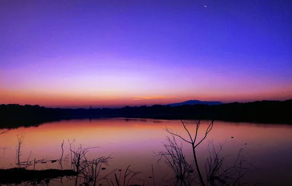 Sun, Water, Sunrise, Dawn, Morning, Lake, Trees, Reflection