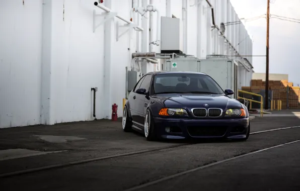 BMW, Blue, BMW M3, Building, Rails, BMW E46
