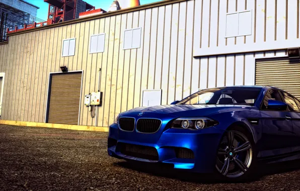 Синий, bmw, день, склад, космодром, f10, the crew, wild run