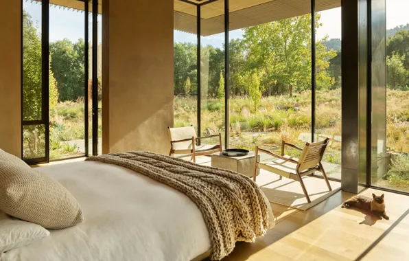 Комната, интерьер, спальня, by Olson Kundig, California Meadow House