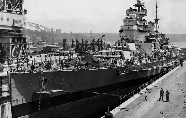 Сидней, док, линейный корабль, 1945 год, HMS King George V, Королевского Флота Великобритани