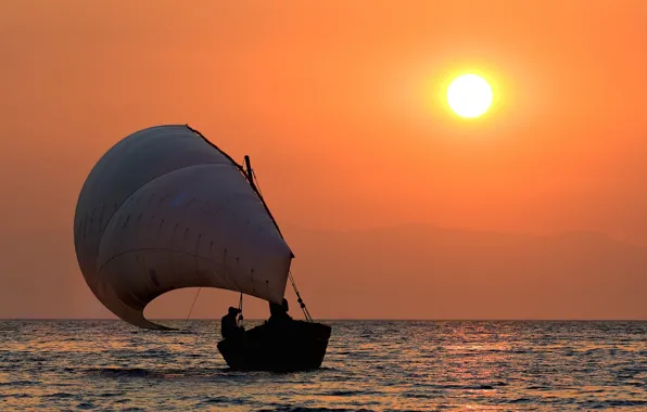 Озеро, лодка, парус, lake Malawi