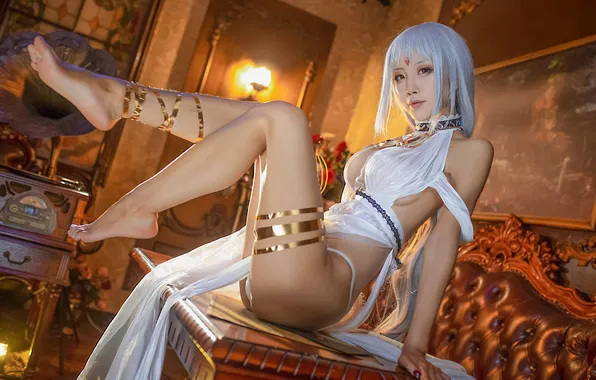 Картинка cute girl, asian girls, косплей, красивая девушка, бюст, Shuimiaoaqua, белые одежды, asian