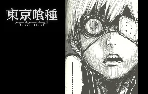Лицо, страх, повязка, ужас, Tokyo Ghoul, Ken Kaneki, by Sui Ishida