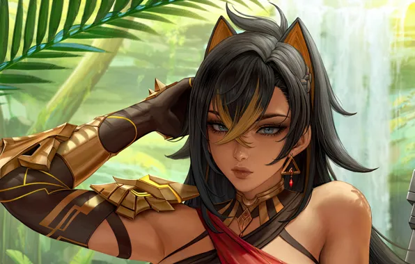 Girl, game, art, genshin impact, Dehya