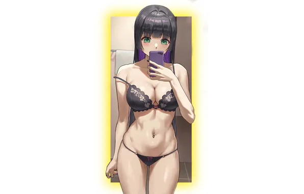 Kawaii, girl, hot, sexy, bra, panties, long hair, boobs