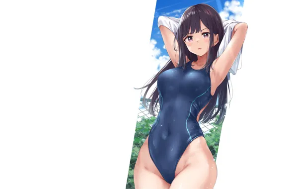 Kawaii, girl, hot, sexy, wet, anime, water, swimsuit