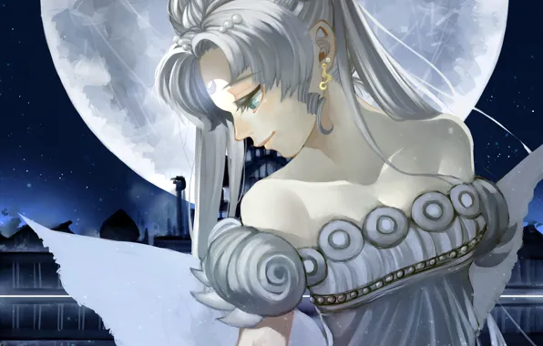 Девушка, луна, арт, Sailor Moon