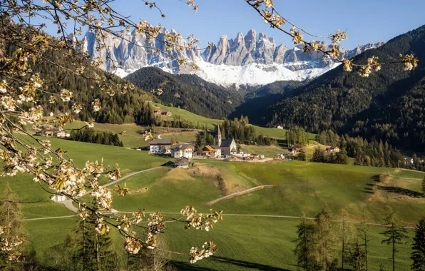 Картинка горы, весна, val di funes, Southtyrol