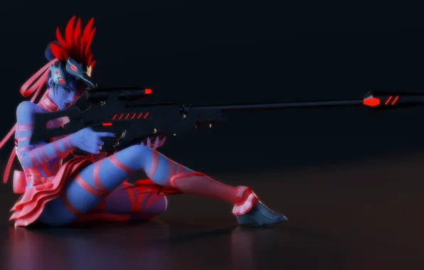 Девушка, платье, маска, Blizzard, sniper rifle, Overwatch, Widowmaker, amélie lacroix
