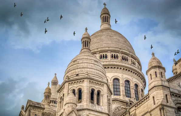 Картинка небо, Франция, Париж, купол, Базилика Сакре-Кёр