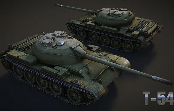 Танк, USSR, СССР, танки, рендер, Т-54, WoT, Мир танков
