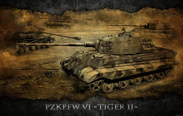 Картинка Германия, арт, танк, танки, WoT, тигр 2, World of Tanks, Tiger 2