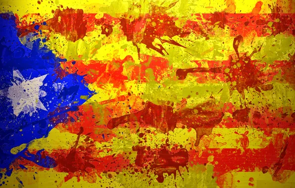 Краски, звезда, флаг, flag, Estelada, Неофициальный флаг каталонских земель, Эстелада