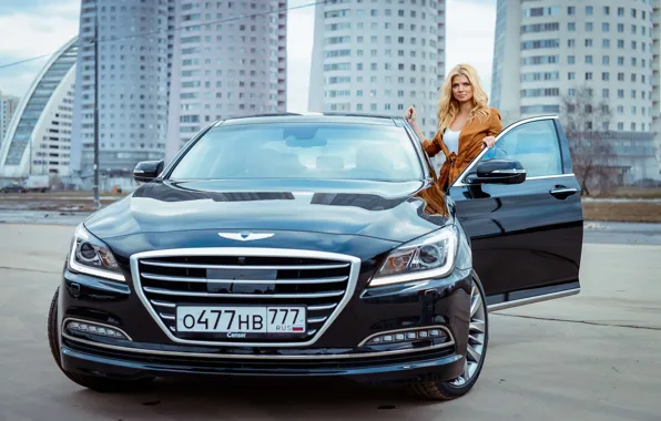 Авто, взгляд, девушка, город, стиль, улица, красотка, Hyundai