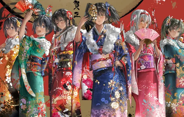 Kawaii, girl, game, yukata, flower, girls, woman, anime
