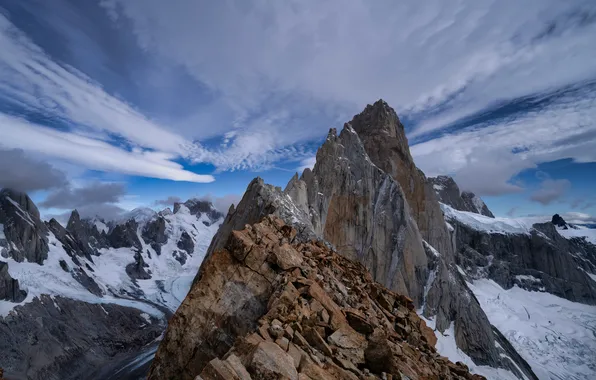 Картинка Облака, Горы, Скала, Аргентина, Patagonia