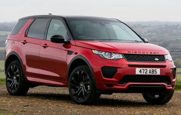 Машина, небо, природа, земля, внедорожник, red, Land Rover, красная
