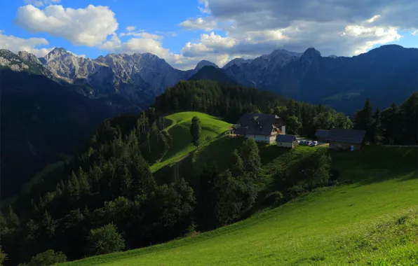 Картинка небо, облака, горы, Словения, Logarska Dolina, Kamnik