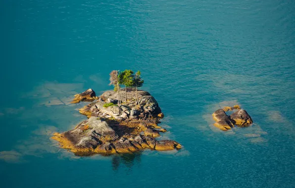 Картинка море, вода, деревья, озеро, камни, скалы