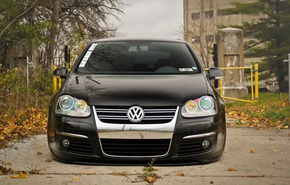 Картинка черный, volkswagen, перед, black, гольф, golf, фольксваген, MK5