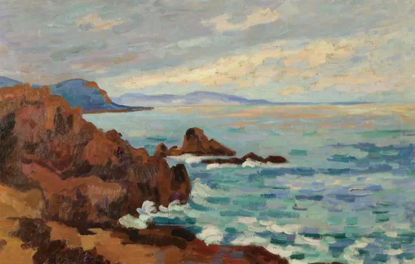 Море, скалы, картина, Арман Гийомен, Armand Guillaumin, The West. Trayas-Agay