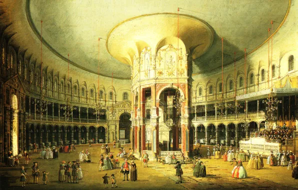 Картина, Canaletto, Каналетто, Giovanni Antonio Canal, Лондон. Интерьер ротонды в Рейнлафе