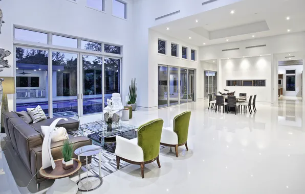 White, villa, luxury, living space