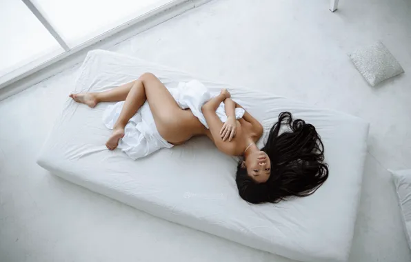 Ass, Asian, model, women, window, nude, brunette, hips