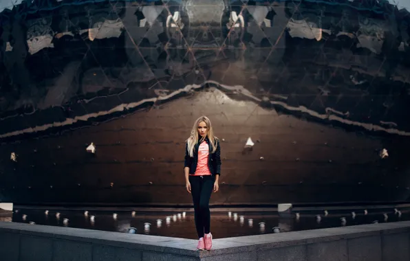Девушка, отражение, фонтан, Ivan Gorokhov