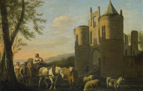 Масло, Холст, Геррит Адриансзон Беркхейде, Gerrit Adriaenszoon Berckheyde, 1698, 5 cm х 46 cm, Передние …