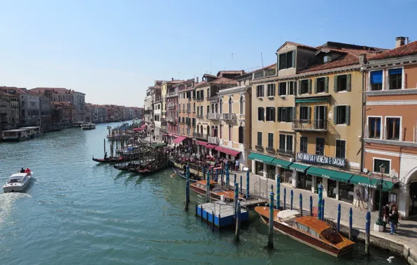 Venezia, гондолы, гранд канал, Италия, Venice, Italia, лодки, Grand canal