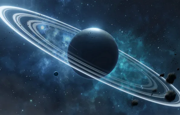 Картинка Space, Planet, Asteroids, Asteroid Rings