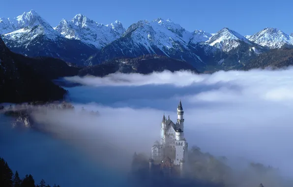 Картинка Горы, Туман, Замок