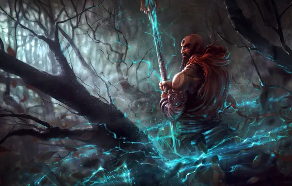 Картинка лес, посох, diablo 3, monk, reaper of souls
