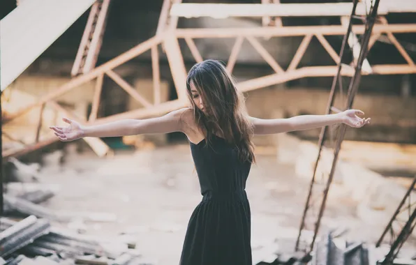 Лицо, настроение, волосы, руки, платье