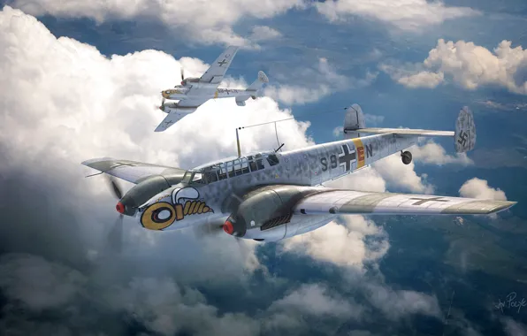 Германия, Messerschmitt, Bf-110, Luftwaffe, Боевой самолёт, Bf.110E