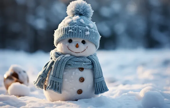 Зима, снег, Новый Год, Рождество, снеговик, happy, Christmas, winter