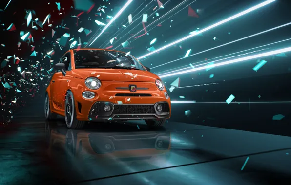 Картинка Abarth, Спереди, Abarth 595, 2023, Оранжевая ливрея, Orange livery