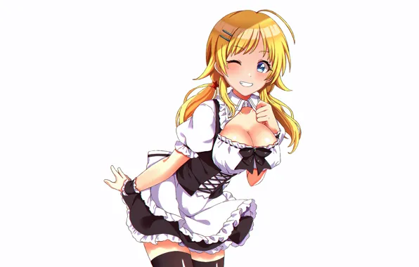 Girl, sexy, cleavage, thighhighs, long hair, dress, boobs, anime