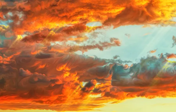 Картинка небо, облака, закат, by exobiology