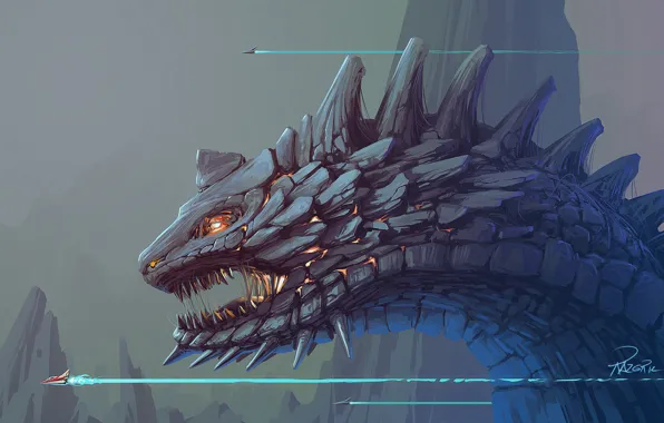 Рисунок, Дракон, Монстр, Dragon, Арт, Art, Фантастика, Beast