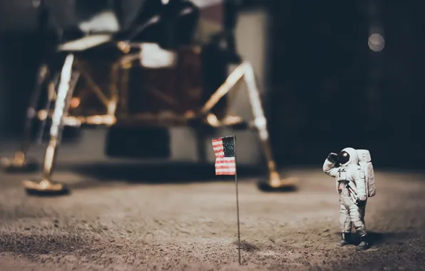 Картинка космонавт, флаг, америка