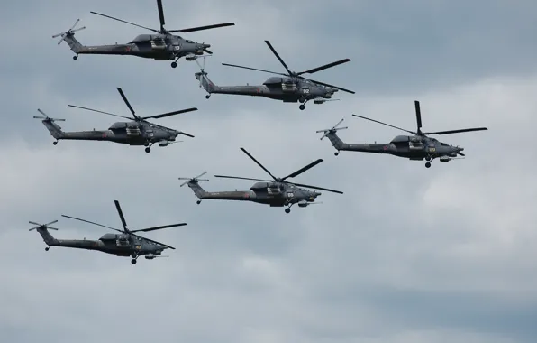 Картинка полет, вертолеты, ударные, «Беркуты», Mi-28N
