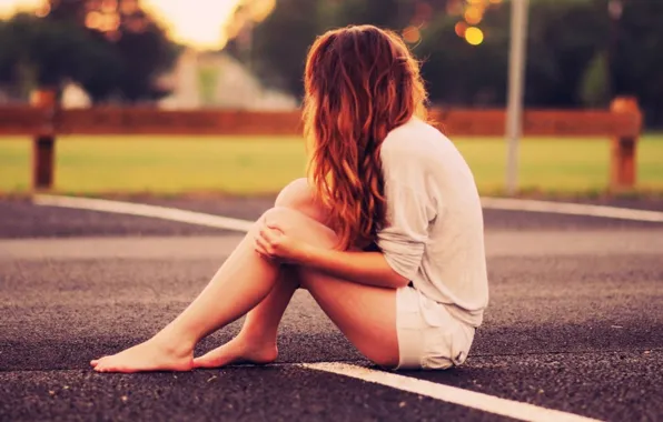 Photography, on road, alone girl