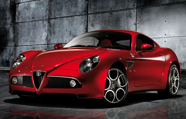 Красный, Машина, Alfa Romeo, Red, Car, Автомобиль, Альфа Ромео, 8C Competizione