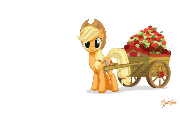 Яблоки, пони, повозка, My little pony, MysticAlpha, Applejack