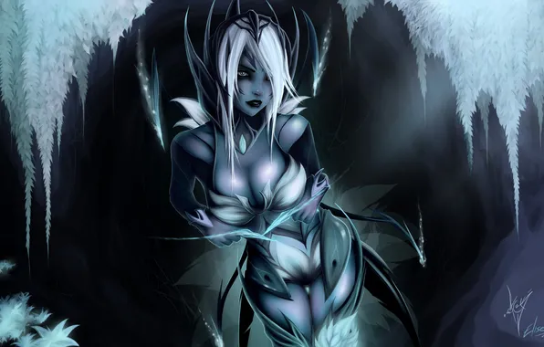 Девушка, магия, растения, арт, League of Legends, Elise
