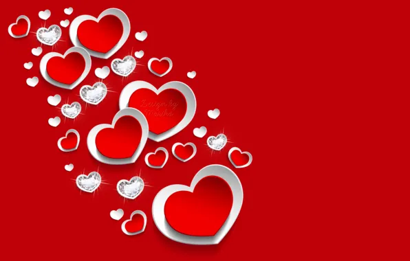 Картинка сердце, бриллианты, red, love, heart, romantic, diamonds, Design by Marika