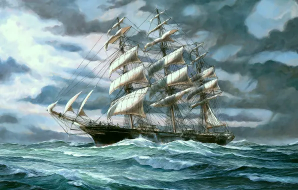 Море, небо, парусник